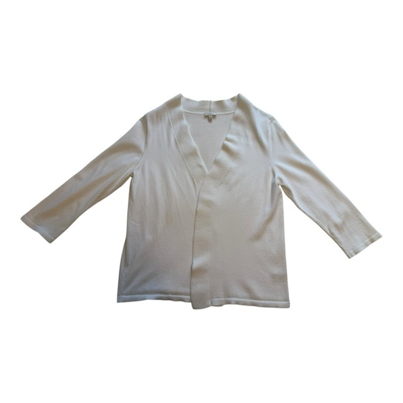 Talbots White Cotton Open-Front Cardigan Sweater 3/4
Sleeve - Size Large - Picture 3 of 11